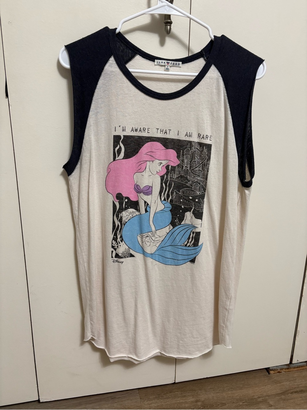 Junk Food Women’s Cream Ariel Graphic Tank Top Disney Large